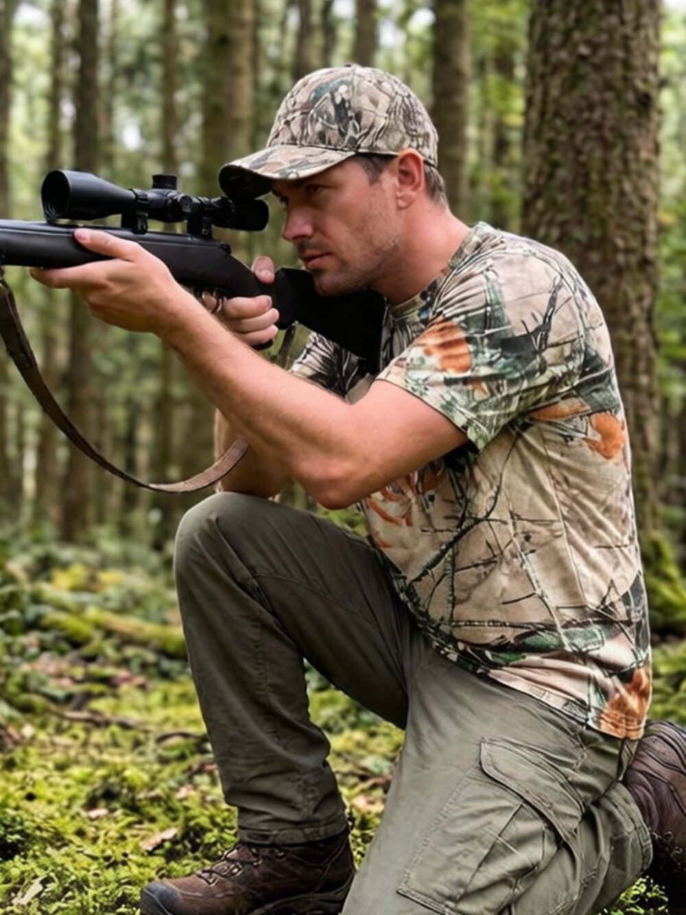 L Men's Outfitters Ridge Pocket T Shirt Camo Fusion 3D Hunting Short Sleeve
